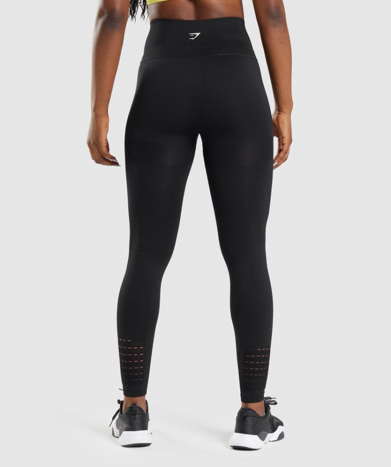 Legginsy Gymshark Energy Seamless Damskie Czarne | PL 014GLO